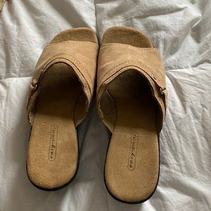 Tan pair of shoes.  Very versatile to go with jeans, dress pants or a dress